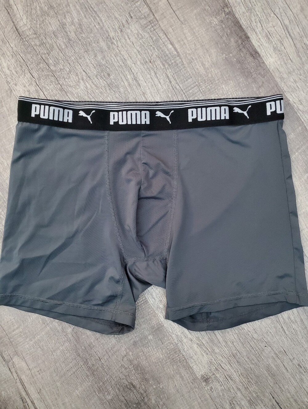 Puma Men's Charcoal Grey Performance Boxer Briefs with Black Logo Waistband